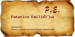 Patatics Emiliána névjegykártya